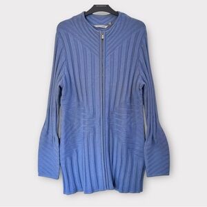 Soft Surroundings cornflower blue long zip cardigan